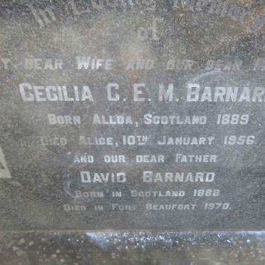 BARNARD David 1888-1970 &amp; Cecilia C.E.M 1889-1956