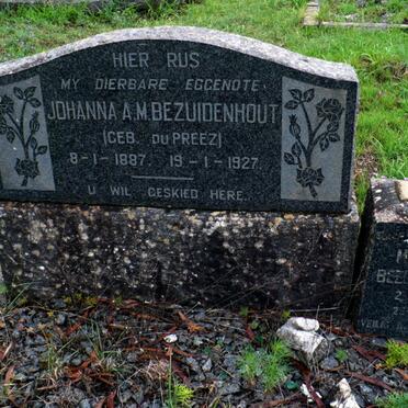 BEZUIDENHOUT Johanna A.M. nee DU PREEZ 1887- 1927 :: BEZUIDENHOUT Michiel M. 1931-1931