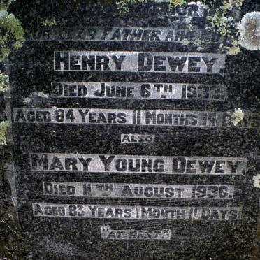 DEWEY Henry -1933 &amp; Mary Young -1936