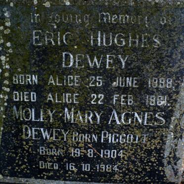 DEWEY Eric Hughes 1898-1961 &amp; Molly Mary Agnes PIGGOTT 1904-1984