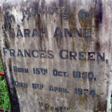 GREEN Sarah Anne Frances 1850-1934