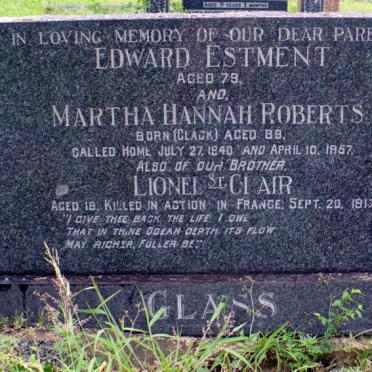 GLASS Edward Estment -1940 &amp; Martha Hannah Roberts CLACK -1957 :: GLASS Lionel St Clair -1917