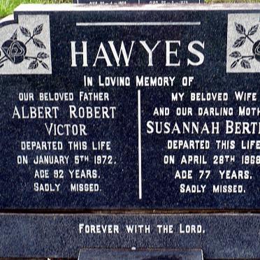 HAWYES Albert Robert Victor -1972 &amp; Susannah Bertina -1968