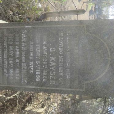 KAYSER F.G.G. 1828-1896 &amp; Sarah BENNIE 1828-1885