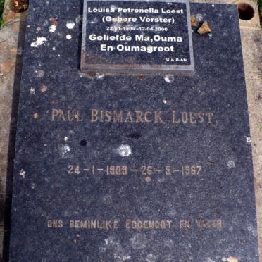 LOEST Paul Bismarck 1909-1967 &amp; Louisa Petronella VORSTER 1908- 2000