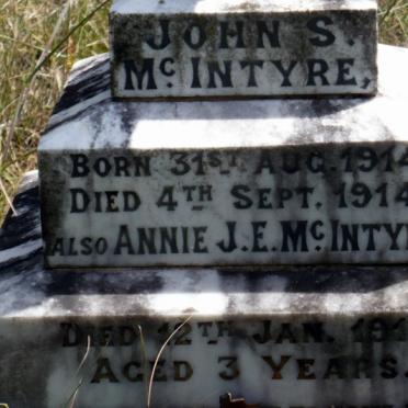 McINTYRE John S. 1914-1914 :: McINTYRE Annie J.E. -1919