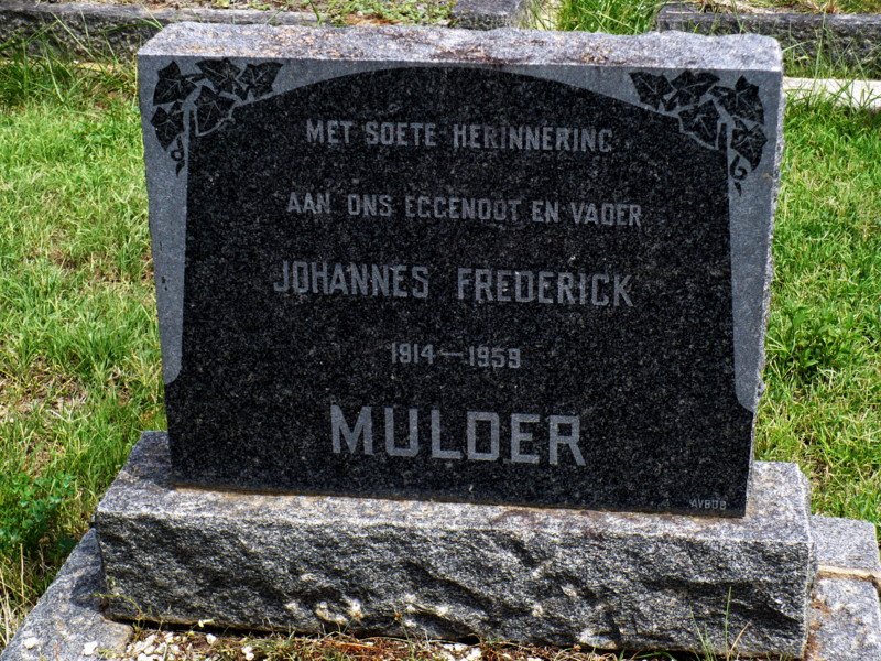 MULDER Johannes Frederick 1914-1959