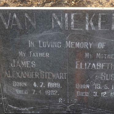 NIEKERK James Alexander Stewart, van 1889-1962 &amp; Elizabeth Susan 1893-1974