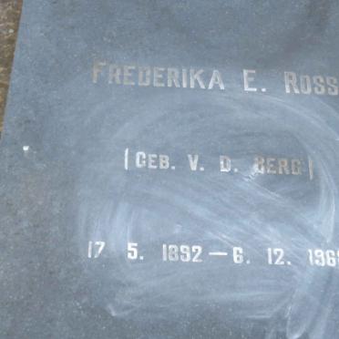 ROSS Frederika E. nee V.D. BERG 1892-1968
