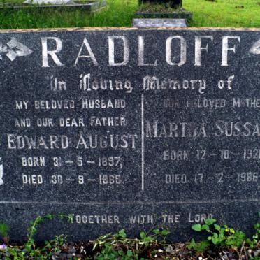 RADLOFF Edward August 1897-1965 &amp; Martha Sussana 1921-1986