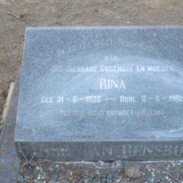 RENSBURG Rina, Janse van 1920-1961