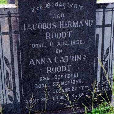 ROODT Jacobus Hermanus -1958 &amp; Anna Catrina COETZEE -1958
