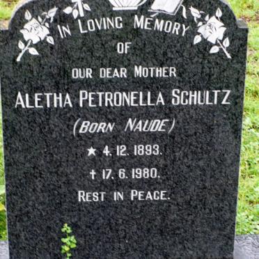 SCHULTZ Aletha Petronella nee NAUDE 1893-1980