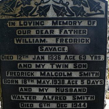 SAVAGE William Fredrick -1936 :: SMITH Frederick Malcolm -1938 :: SMITH Walter Alfred -1944