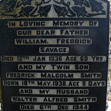SAVAGE William Fredrick -1936 :: SMITH Frederick Malcolm -1938 :: SMITH Walter Alfred -1944