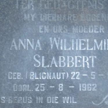 SLABBERT Anna Wilhelmina nee BLIGNAUT 1887-1962