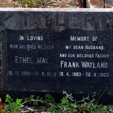 TAYLOR Frank Wayland 1883-1965 &amp; Ethel May 1893-1970