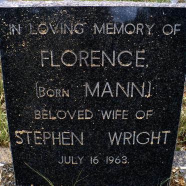 WRIGHT Florence nee MANN -1963