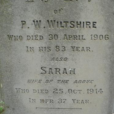 WILTSHIRE P.W. -1906 &amp; Sarah -1914