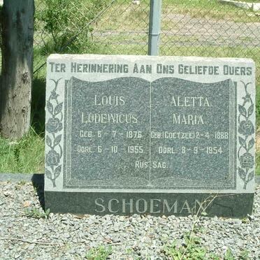 SCHOEMAN Louis Lodewicus 1876-1955 &amp; Aletta Maria COETZEE 1888-1954
