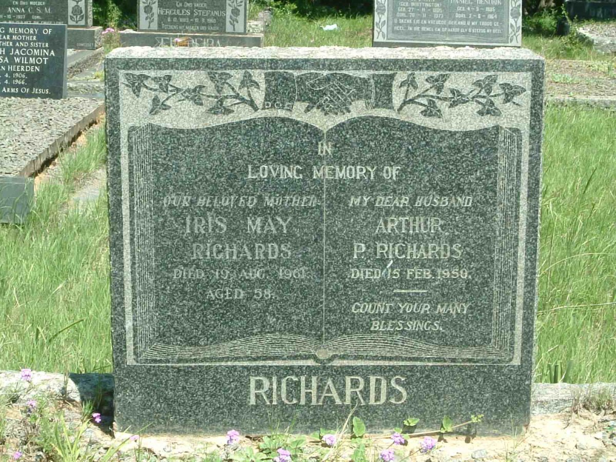 RICHARDS Arthur P. -1950 &amp; Iris May -1961
