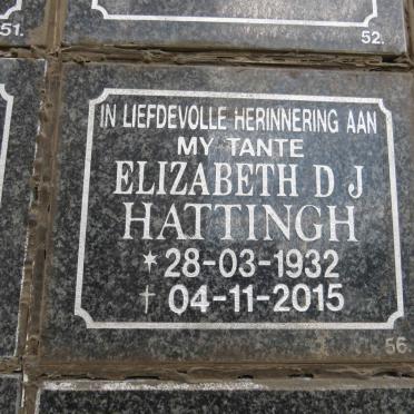 HATTINGH Elizabeth D.J. 1932-2015