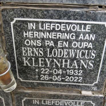 KLEYNHANS Erns Lodewicus 1932-2022