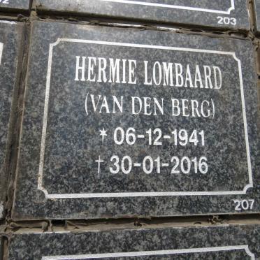 LOMBAARD Hermie nee VAN DEN BERG 1941-2016