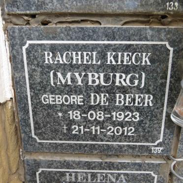 KIECK Rachel voorheen MYBURGH nee DE BEER 1923-2012