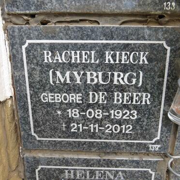 KIECK Rachel voorheen MYBURGH nee DE BEER 1923-2012