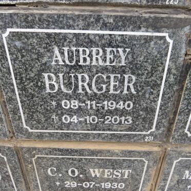 BURGER Aubrey 1940-2013