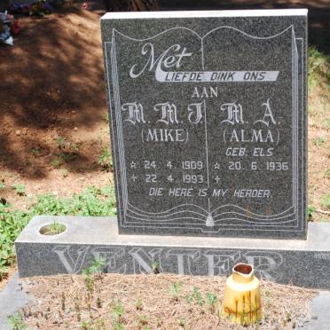 VENTER M.M.J. 1909-1993 &amp; M.A. nee ELS 1936-