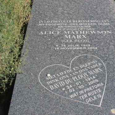 MARX David Du Plooy 1914-2005 &amp; Alice Mathewson HUGO 1919-2004