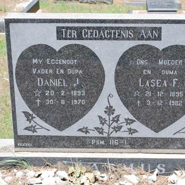 ERASMUS Daniel J. 1893-1970 &amp; Lasea F. 1895-1982