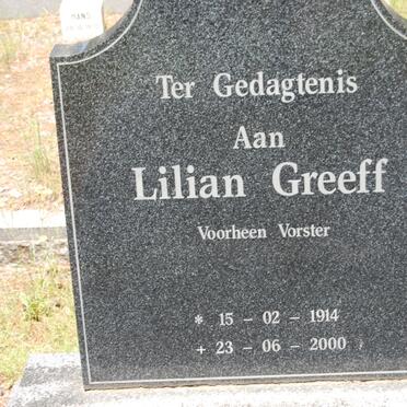 GREEFF Lilian nee VORSTER 1914-2000