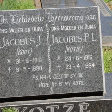 KOTZE Jacobus J. 1910-1990 &amp; Jacobus P.L. 1916-1994