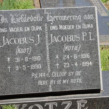 KOTZE Jacobus J. 1910-1990 &amp; Jacobus P.L. 1916-1994
