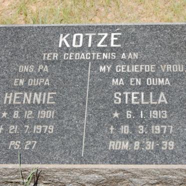 KOTZE Hennie 1901-1979 &amp; Stella 1913-1977