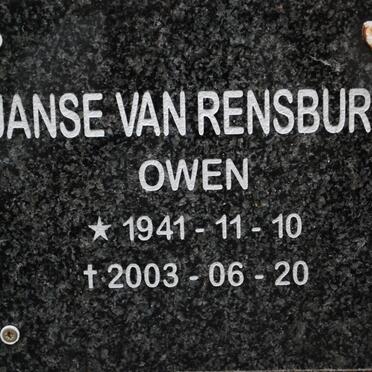 RENSBURG Owen, Janse van 1941-2003