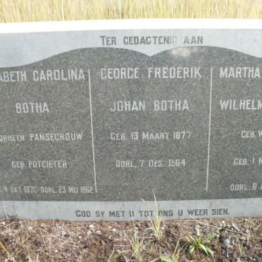 BOTHA :: PANSEGROUW :: POTGIETER :: WENTZEL