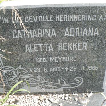 BEKKER Catharina Adriana Aletta nee MEYBURG 1885-1965