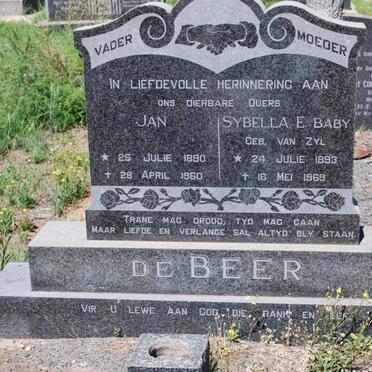 BEER Jan, de 1890-1960 &amp; Sybella E. VAN ZYL 1893-1969