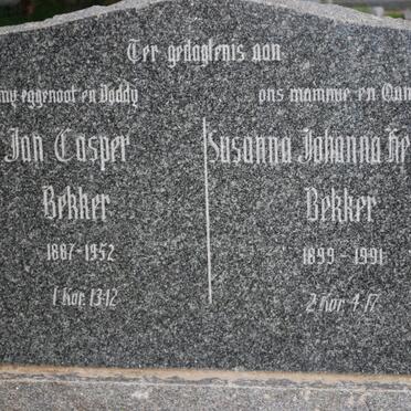 BEKKER Jan Casper 1887-1962 &amp; Susanna Johanna Henrietta 1899-1991
