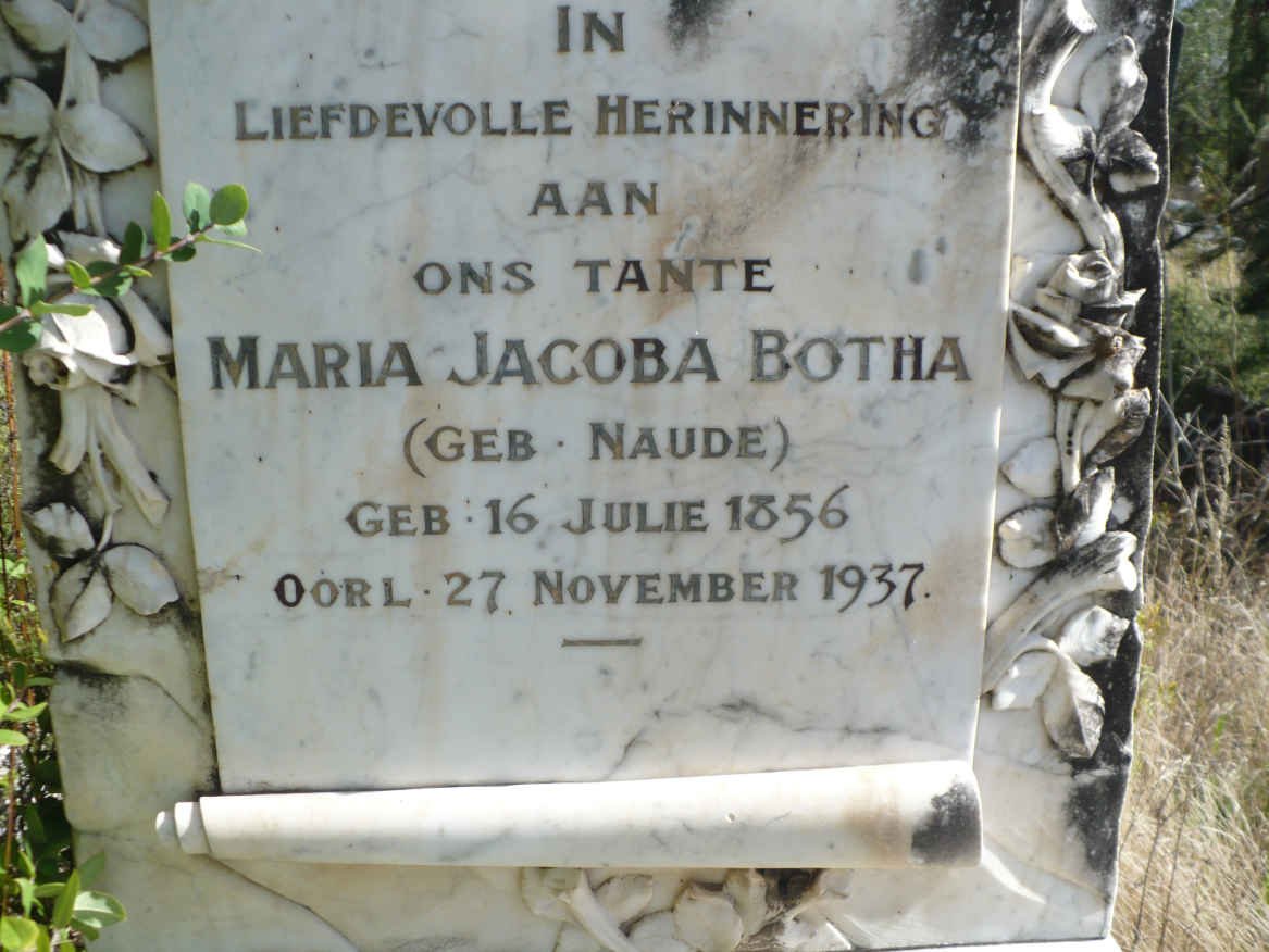 BOTHA Maria Jacoba nee NAUDE 1856-1937