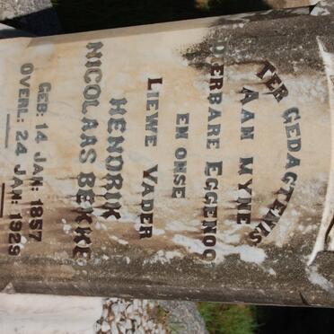 BEKKER Hendrik Nicolaas 1857-1929