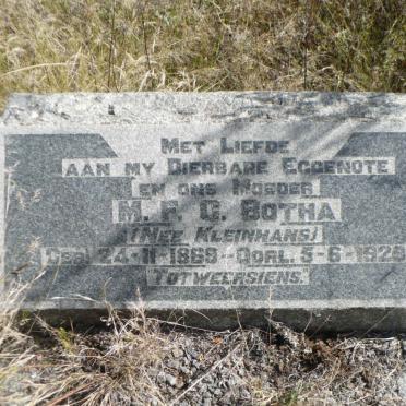 BOTHA M.F.C. nee KLEINHANS 1869-192?