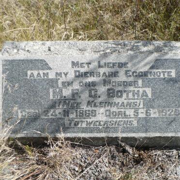 BOTHA M.F.C. nee KLEINHANS 1869-192?