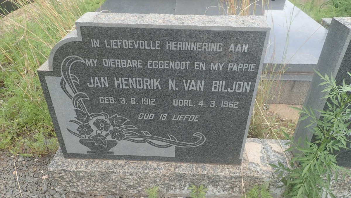 BILJON Jan Hendrik N., van 1912-1962 &amp; Adriana C. SCHIMDT 1919-2014