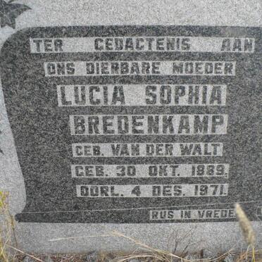 BREDENKAMP Lucia Sophia nee VAN DER WALT 1889-1971
