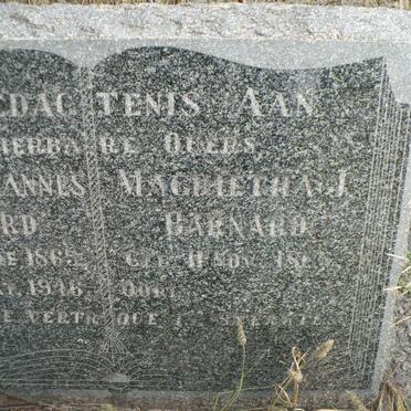 BARNARD Petrus Johannes 1865-1946 &amp; Magrietha J. 1865-1954